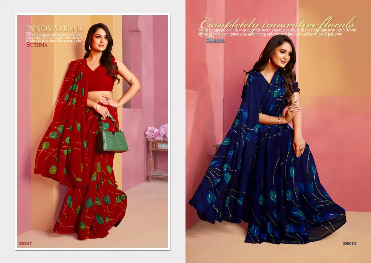 Finest Florals By Sushma Printed Weightless Fabric Sarees Wholesale Clothing Distributors In India